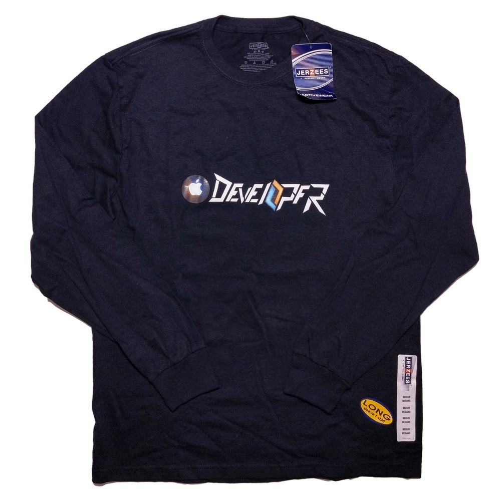 Jerzees Y2K APPLE DEVELOPER Long‎ Sleeve T-Shirt Black Medium M ~ New